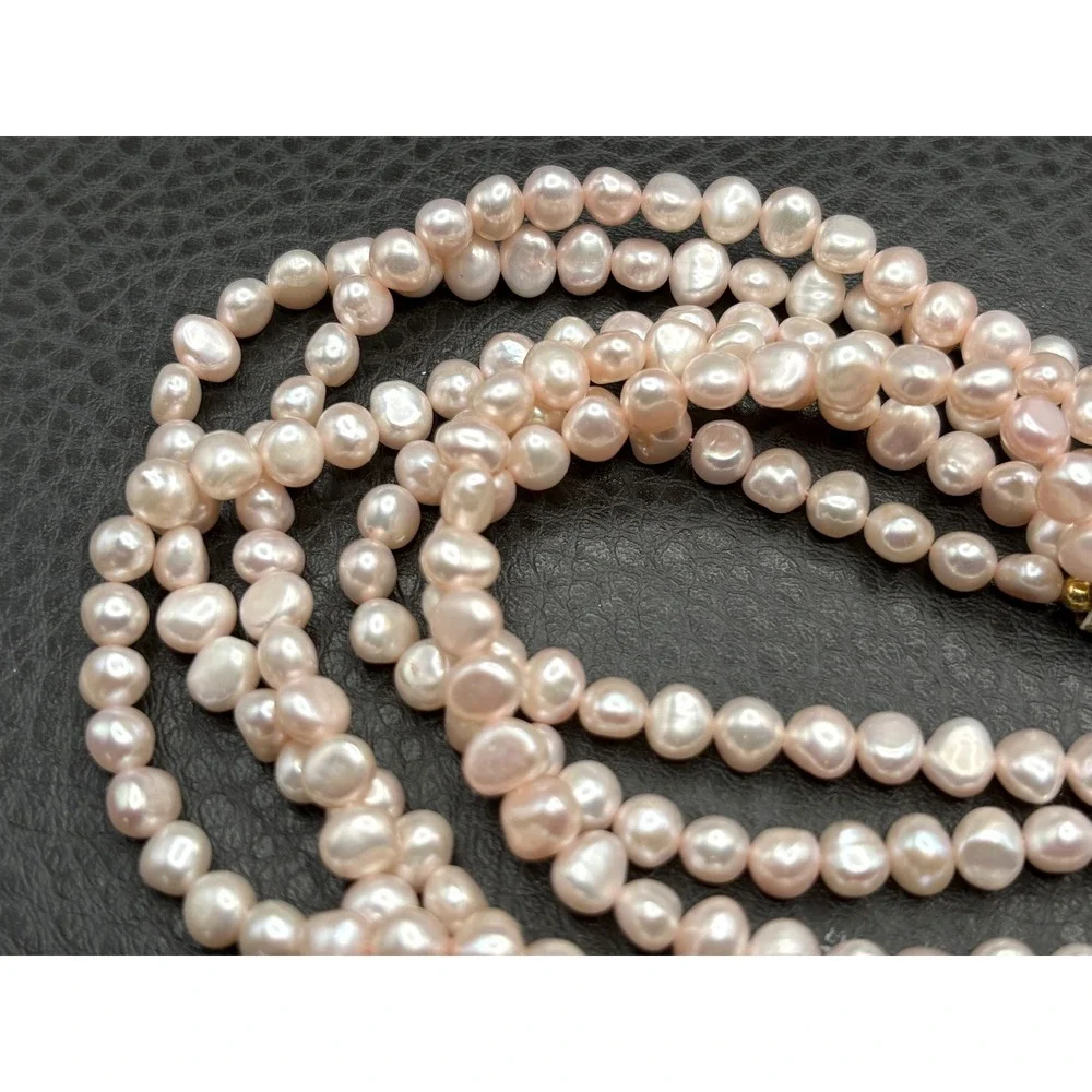 Multi Strand Rose Quartz Heart Pendant Pink Pearl Beaded Necklace Toggle Clasp